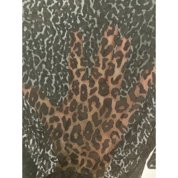 Anne Fontaine Designer Black Sheer Lace Leopard Print Top Euro Size 38 US Size 6 - Picture 3 of 4